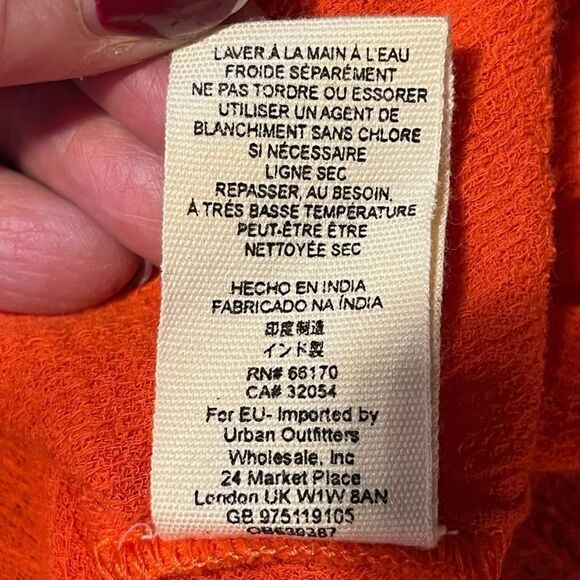 FREE PEOPLE Hooded Top Eyelet Embroidered Cotton Gauze Orange/Red Women’s Medium - Picture 8 of 9